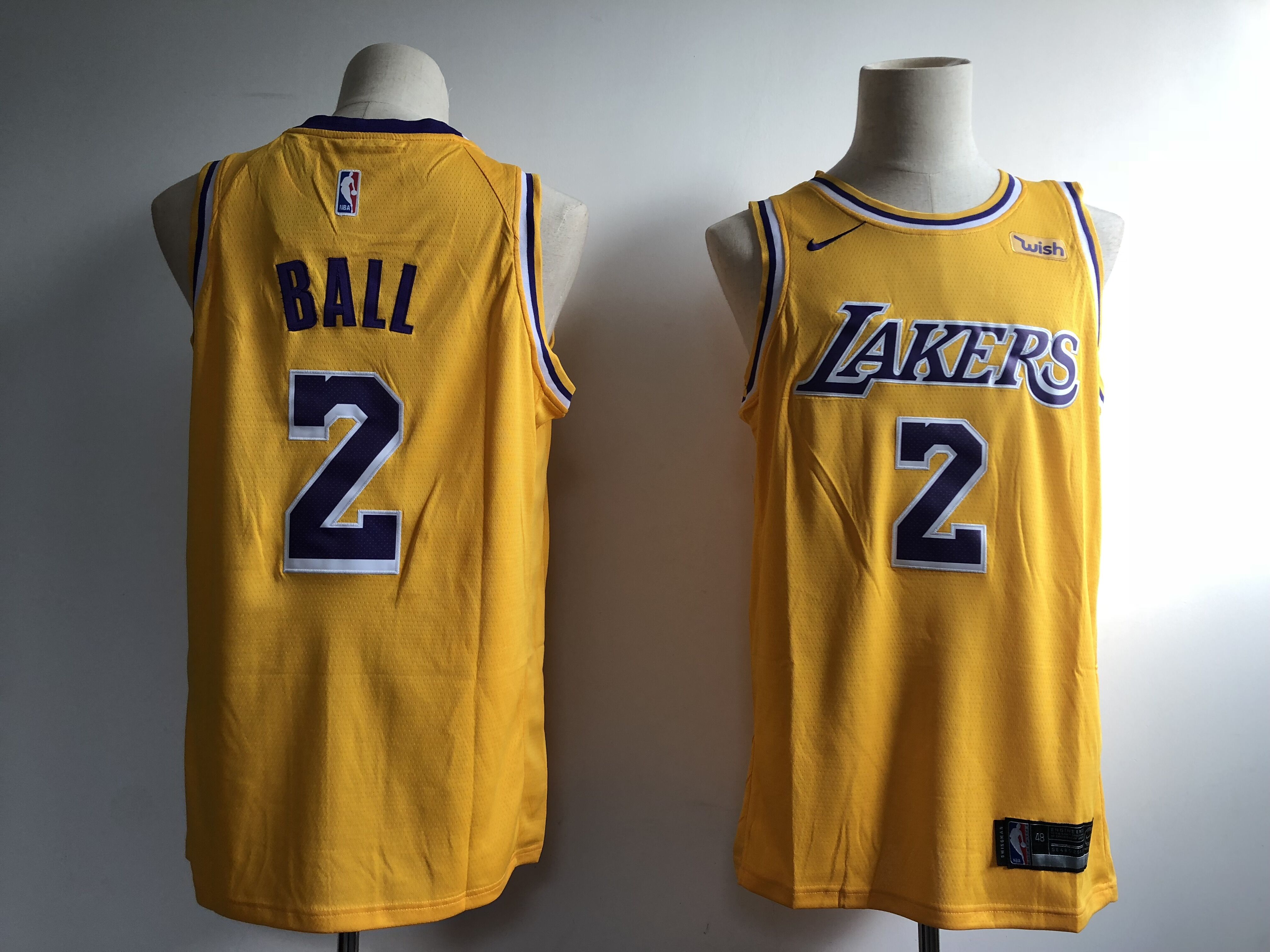 Men Los Angeles Lakers 2 Ball Yellow Nike NBA Jerseys